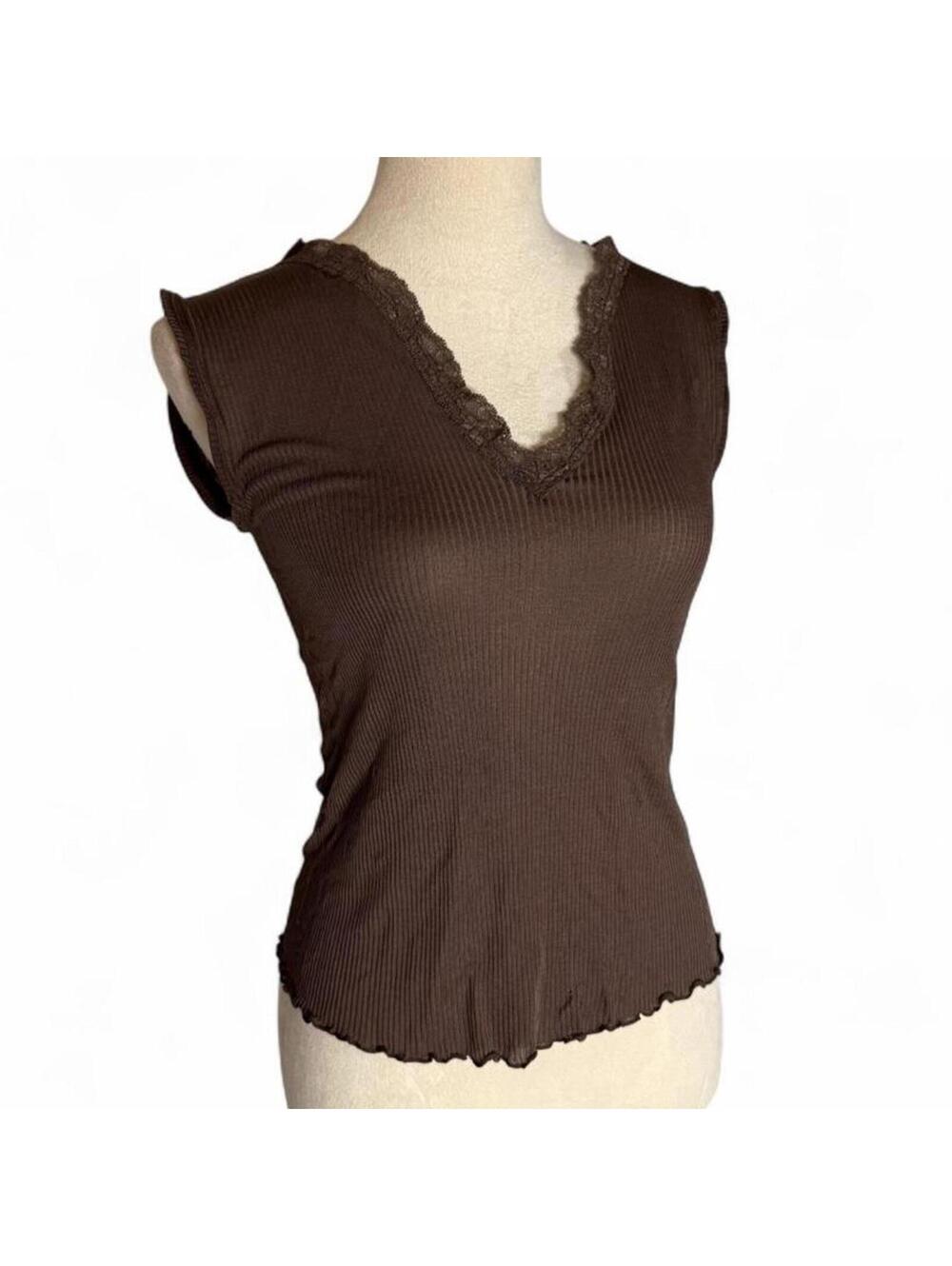 90s y2k fairy BCBG brown lace tank top